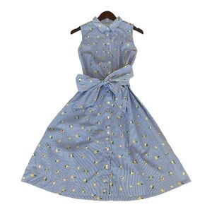 J. Crew Blue Midi Sundress with Sleeveless Design and Mandarin Collar